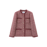 Peacebird Women Women's Tweed Texture Raw Edge Jacket